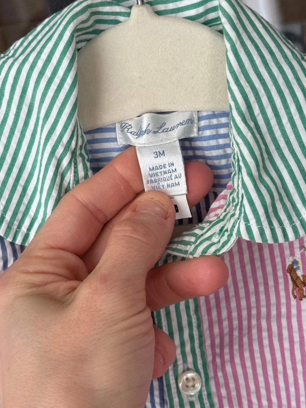 Ralph Lauren Seersucker striped pastel long sleeve Shirtdress baby girl multi